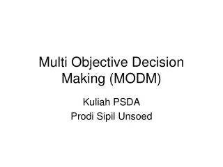 multi objective decision making modm