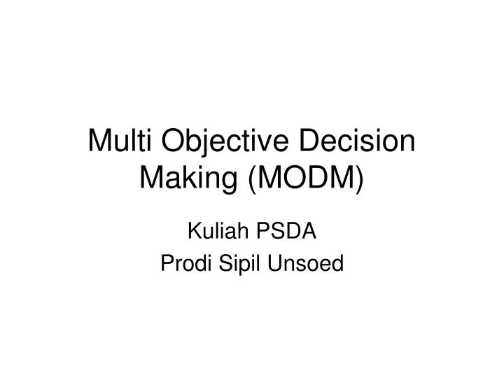 multi objective decision making modm