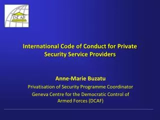 International Code of Conduct for Private Security Service Providers