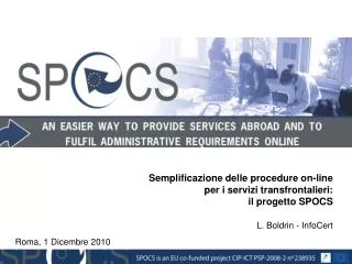 Semplificazione delle procedure on-line per i servizi transfrontalieri : il progetto SPOCS