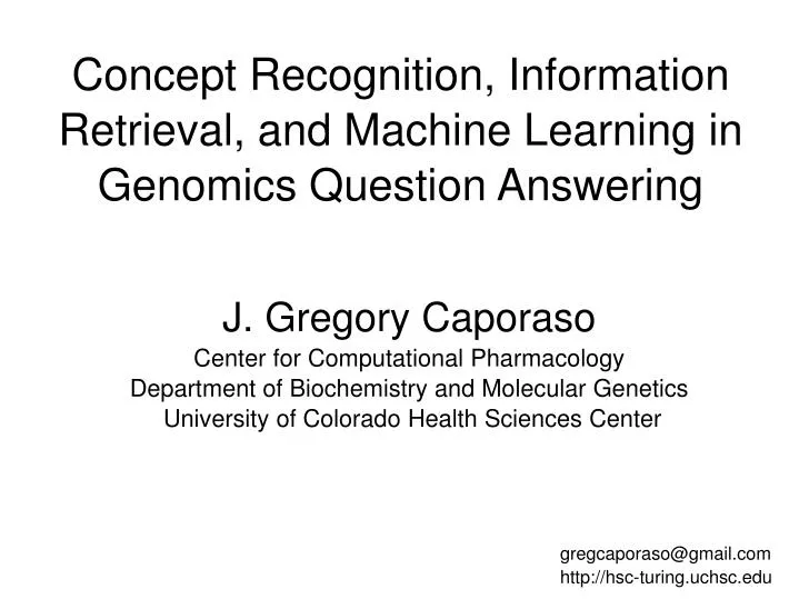 concept recognition information retrieval and machine learning in genomics question answering