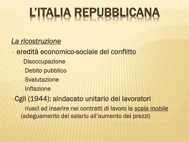 l italia repubblicana