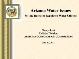 Arizona Water Issues Setting Rates for Regulated Water Utilities