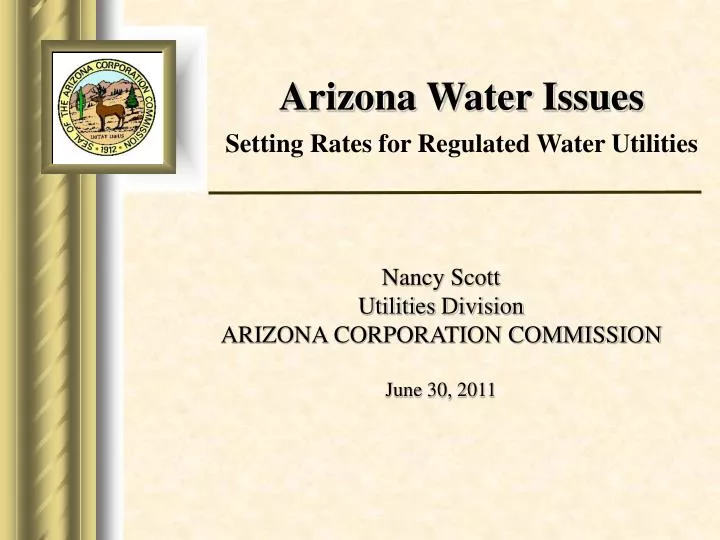 arizona water issues setting rates for regulated water utilities