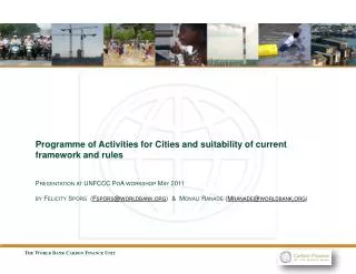 Programme of Activities for Cities and suitability of current framework and rules