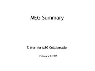 MEG Summary