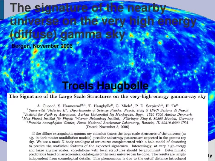 the signature of the nearby universe on the very high energy diffuse gamma sky