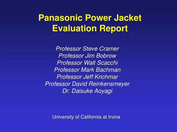 panasonic power jacket evaluation report