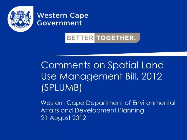 comments on spatial land use management bill 2012 splumb