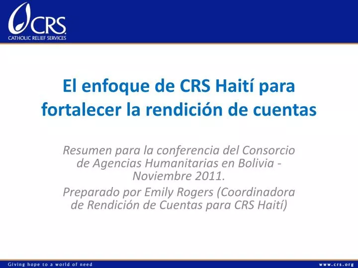 el enfoque de crs hait para fortalecer la rendici n de cuentas