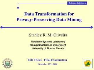 Data Transformation for Privacy-Preserving Data Mining