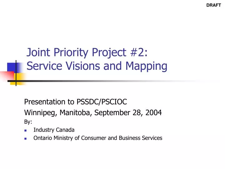 joint priority project 2 service visions and mapping