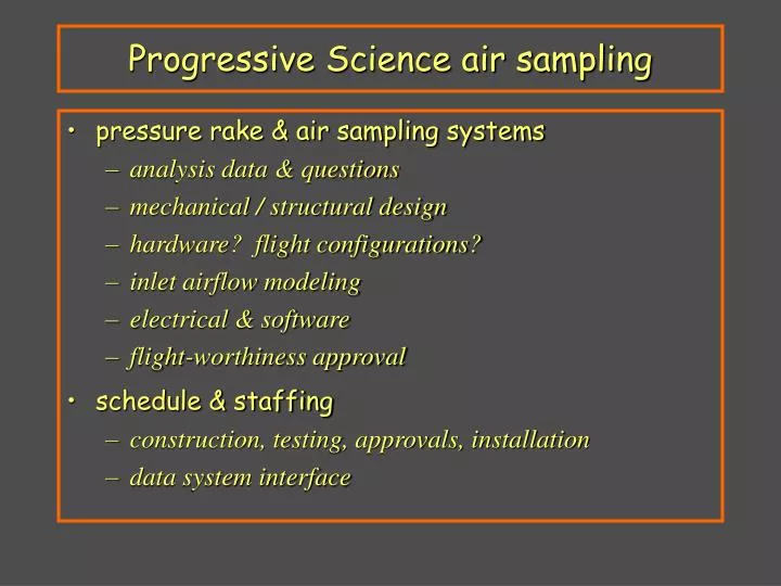 progressive science air sampling