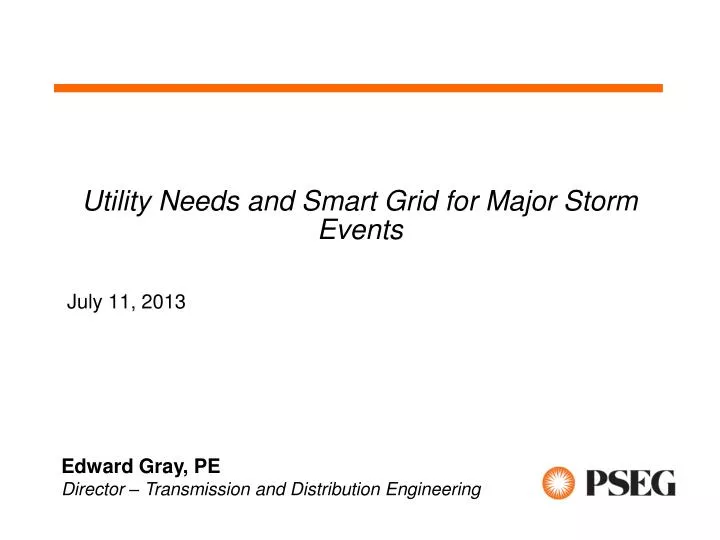 utility needs and smart grid for major storm events