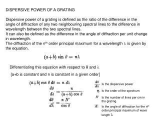 DISPERSIVE POWER OF A GRATING