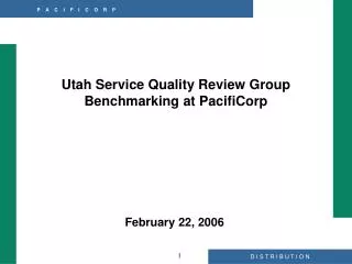 Utah Service Quality Review Group Benchmarking at PacifiCorp