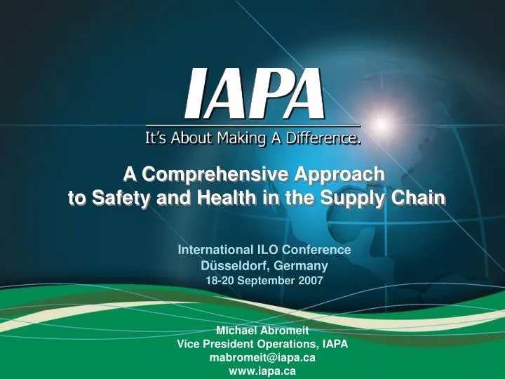 a comprehensive approach to safety and health in the supply chain
