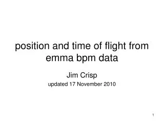 position and time of flight from emma bpm data