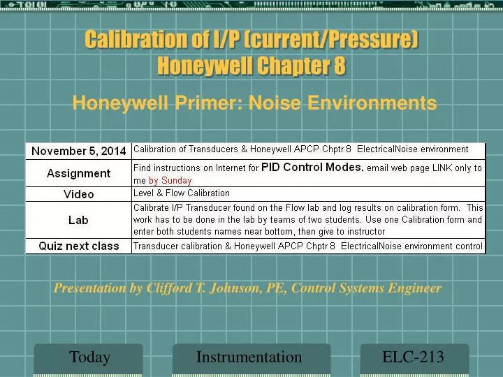 calibration of i p current pressure honeywell chapter 8