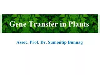 Gene Transfer in Plants