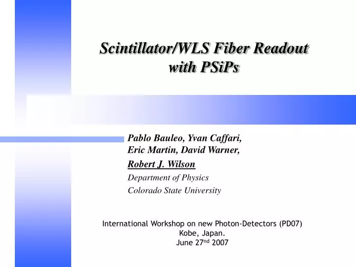 scintillator wls fiber readout with psips
