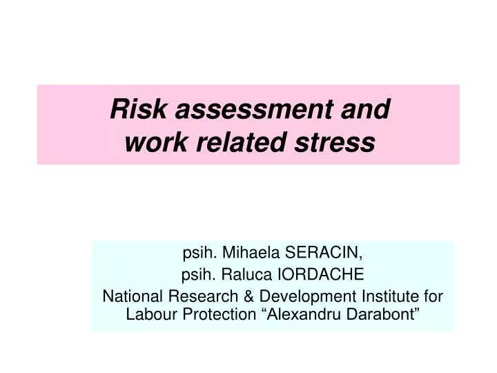 risk assessment and work related stress