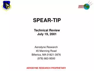 SPEAR-TIP Technical Review July 19, 2001