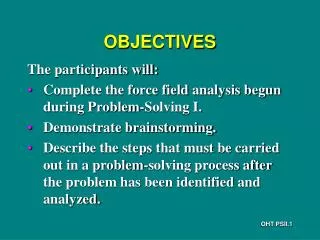 OBJECTIVES