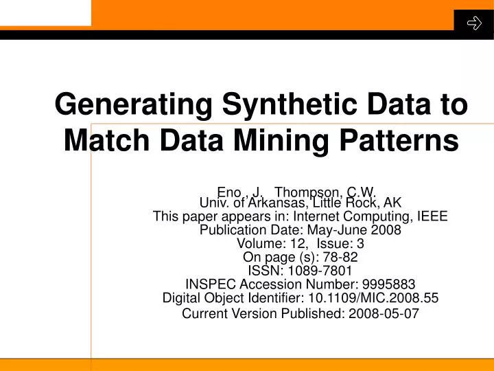 generating synthetic data to match data mining patterns