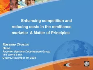 Enhancing competition and reducing costs in the remittance markets: A Matter of Principles