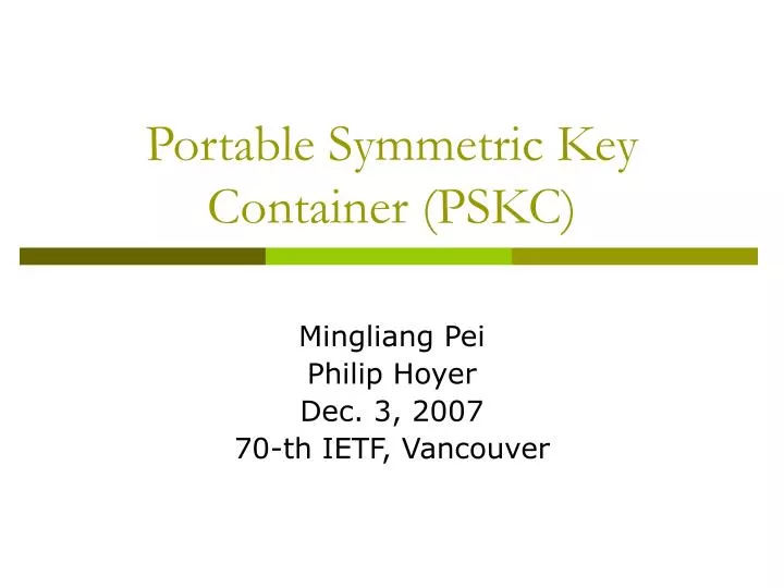 portable symmetric key container pskc