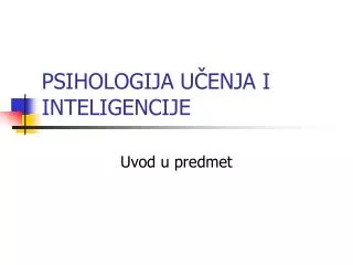 psihologija u enja i inteligencije