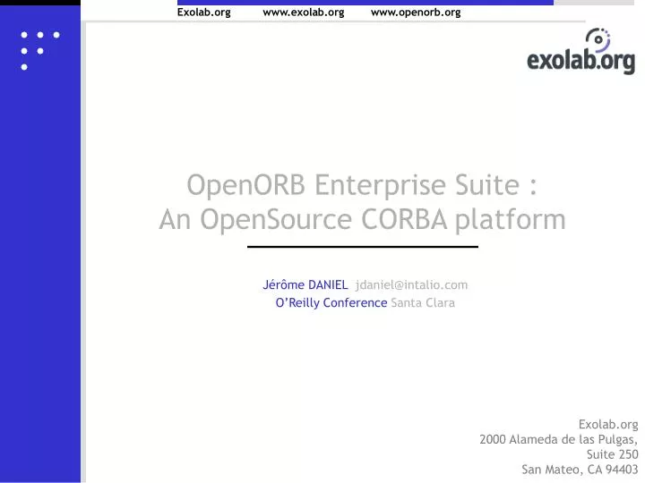 openorb enterprise suite an opensource corba platform