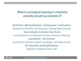 What is conceptual learning in chemistry and why should we promote it?