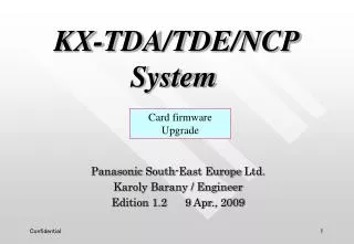 KX-TDA /TDE/NCP System