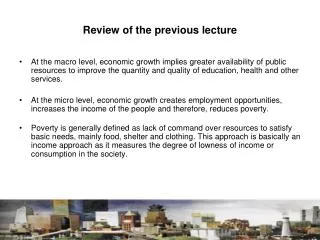 Review of the previous lecture