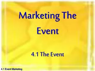 Marketing The Event