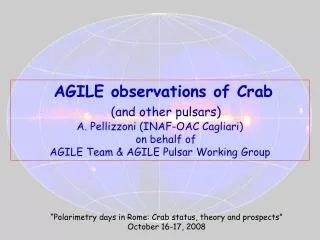 AGILE observations of Crab (and other pulsars)
