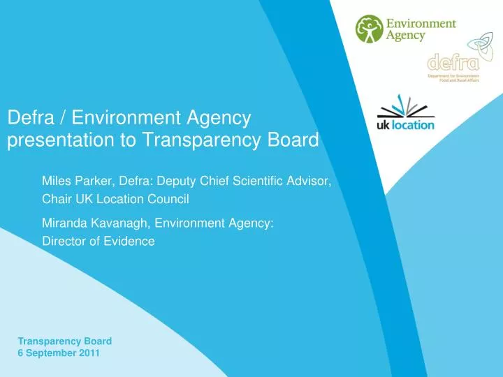defra environment agency presentation to transparency board