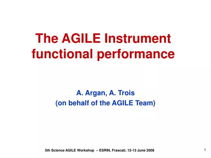 the agile instrument functional performance