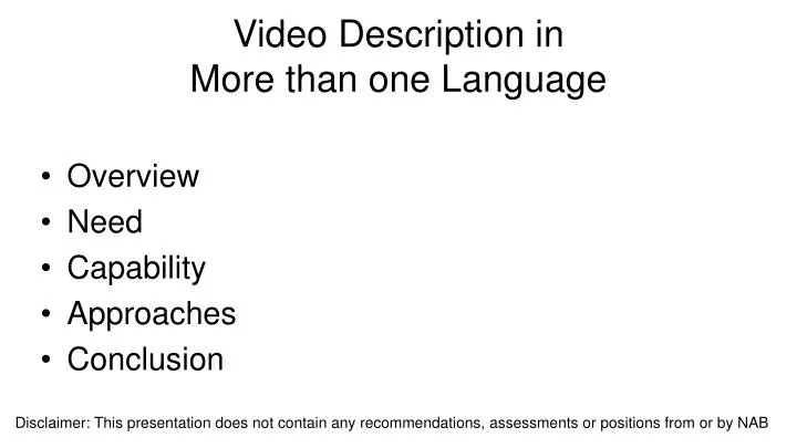 video description in more than one language