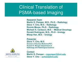 Clinical Translation of PSMA-based Imaging
