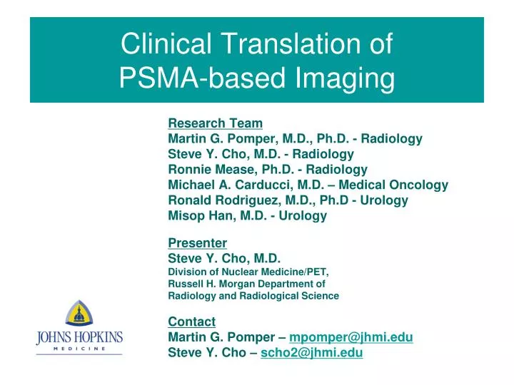 clinical translation of psma based imaging
