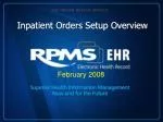 Inpatient Orders Setup Overview - slide 1