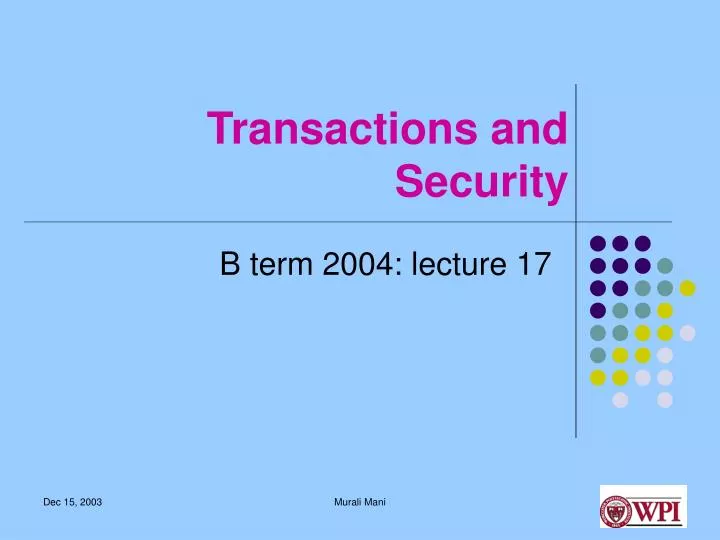 transactions and security