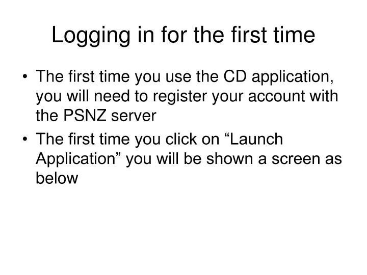 logging in for the first time