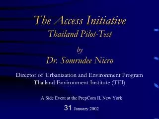 A Side Event at the PrepCom II, New York 31 January 2002