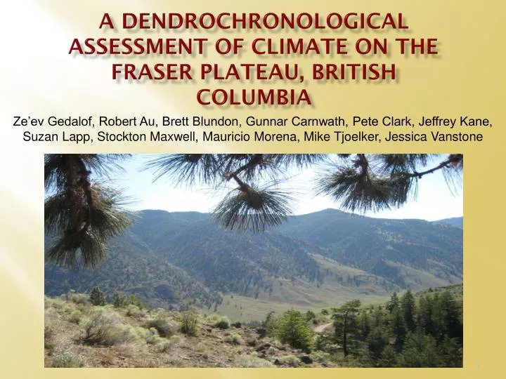 a dendrochronological assessment of climate on the fraser plateau british columbia