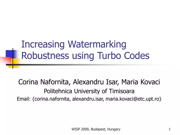 increasing watermarking robustness using turbo codes