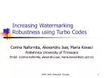 Increasing Watermarking Robustness using Turbo Codes - slide 1